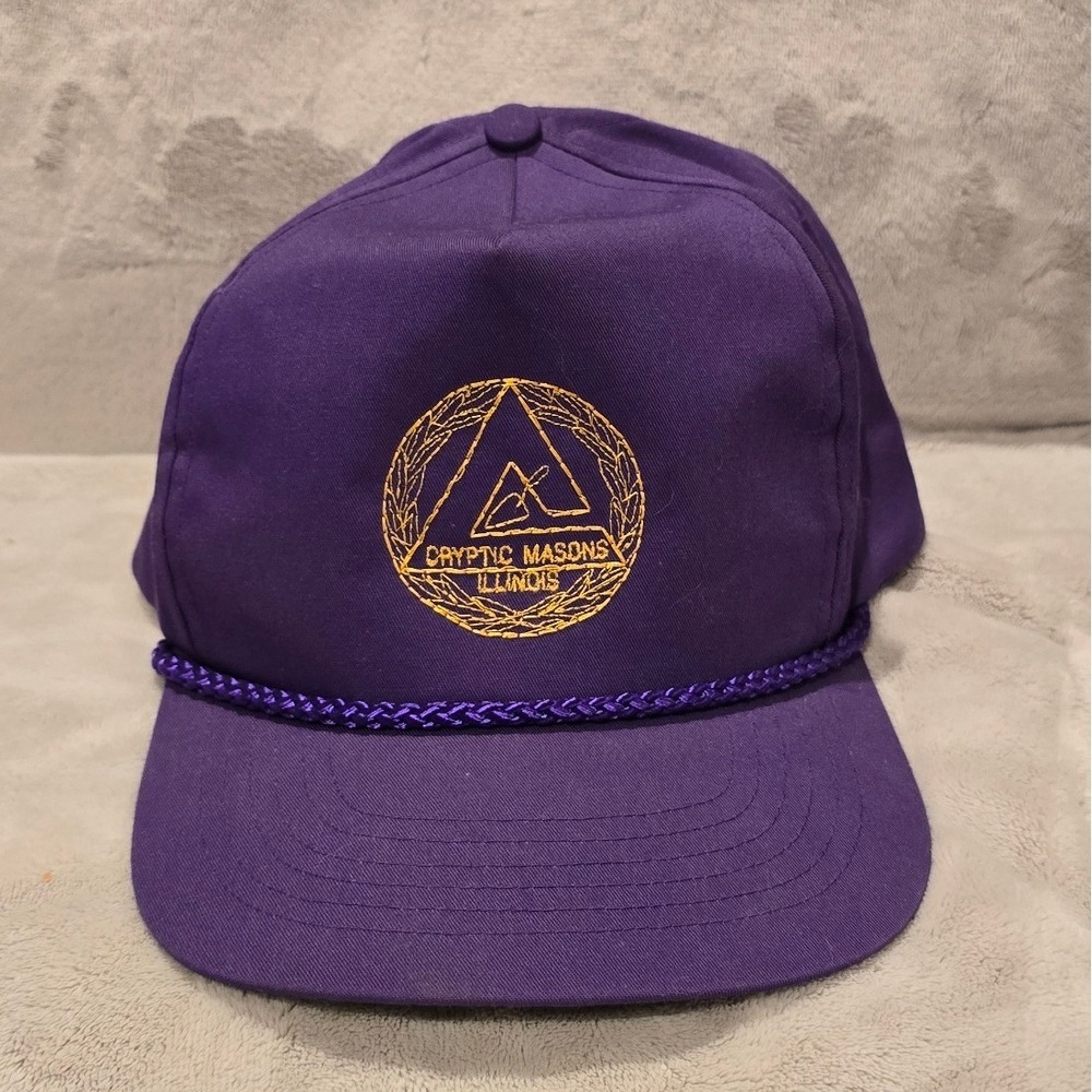 Vintage San Sun Cryptic Masons Illinois Purple Rope Snapback Hat Masonic Cap